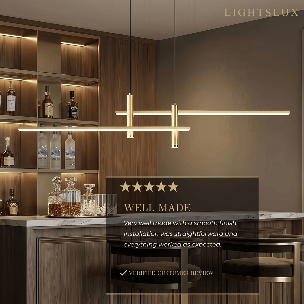 Modern Linear Pendant Light - Black/Gold Metal for Kitchen - Flindria