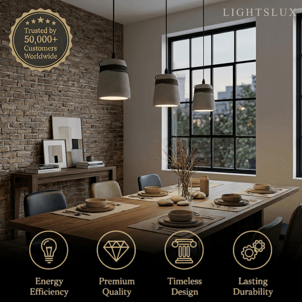 Industriële grijze cement hanglamp – tonvorm voor keukeneiland/eetkamer - Flindria