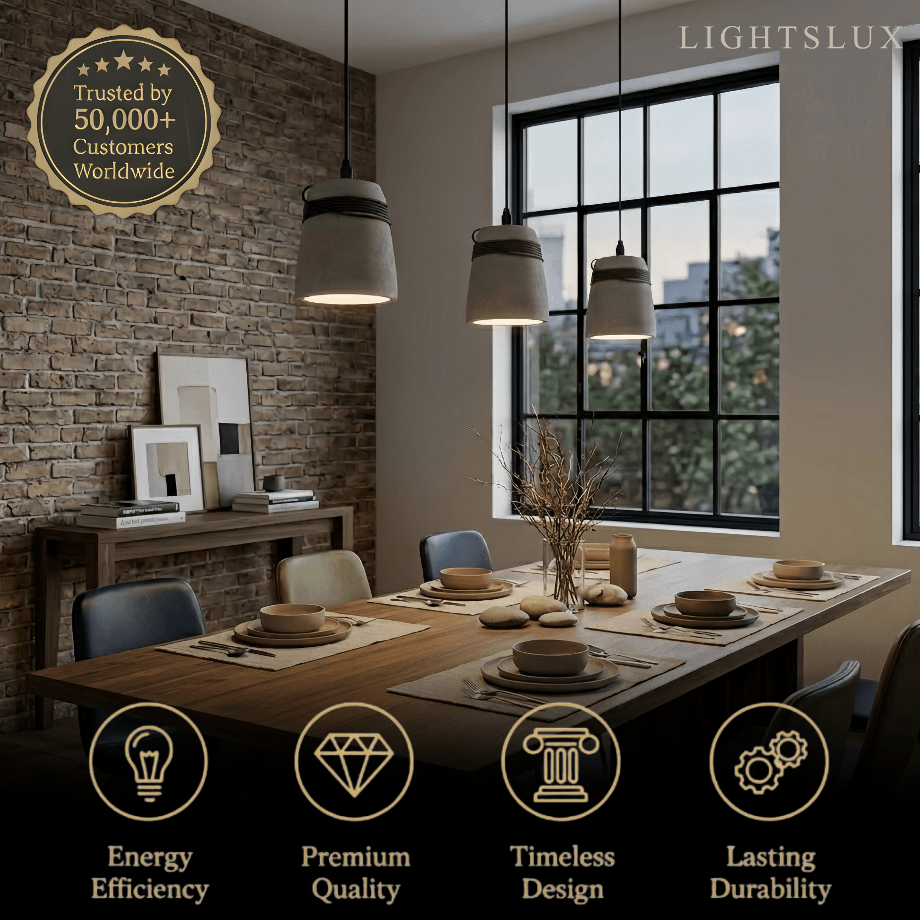 Industriële grijze cement hanglamp – tonvorm voor keukeneiland/eetkamer - Flindria