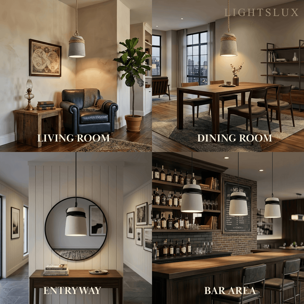 Industriële grijze cement hanglamp – tonvorm voor keukeneiland/eetkamer - Flindria