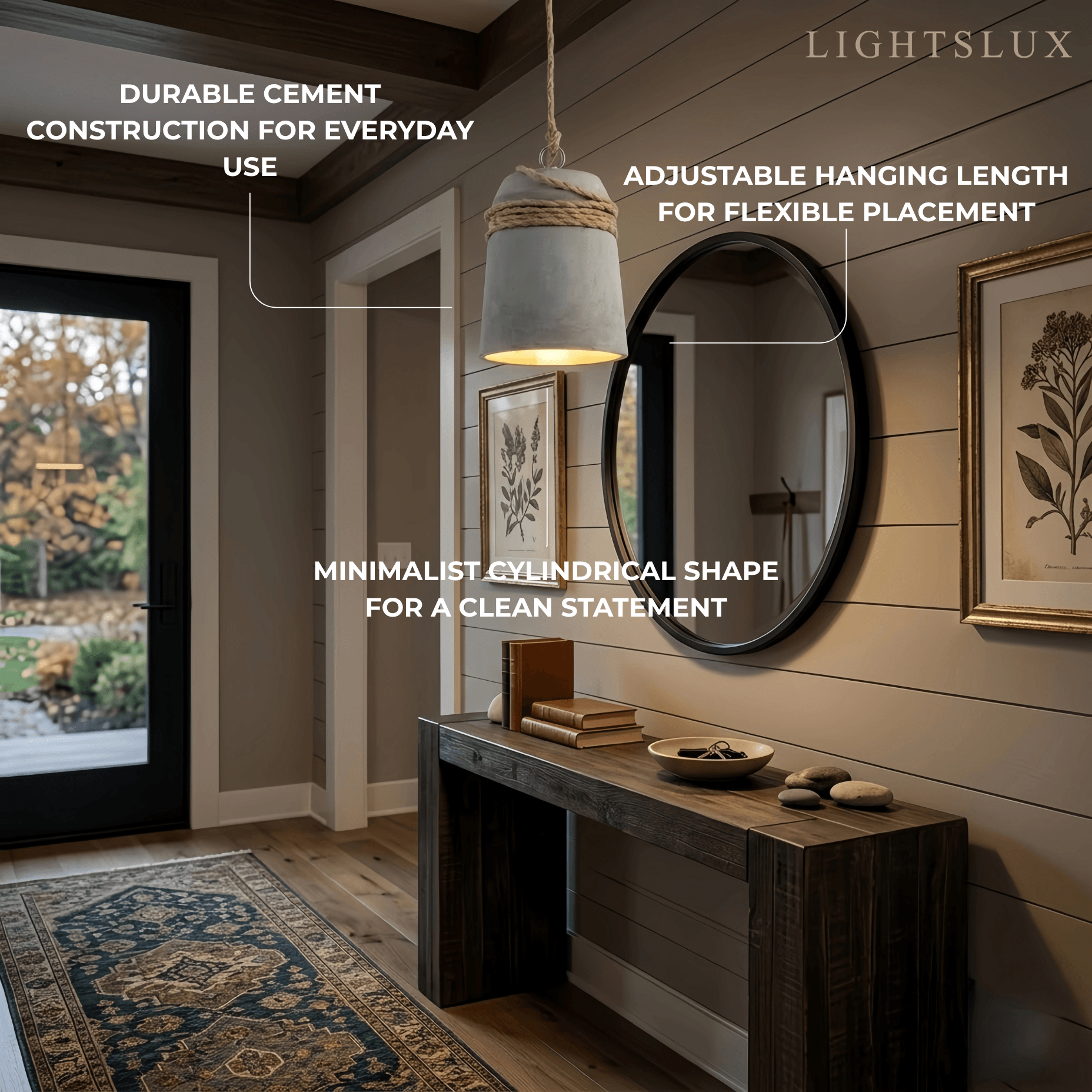 Industriële grijze cement hanglamp – tonvorm voor keukeneiland/eetkamer - Flindria