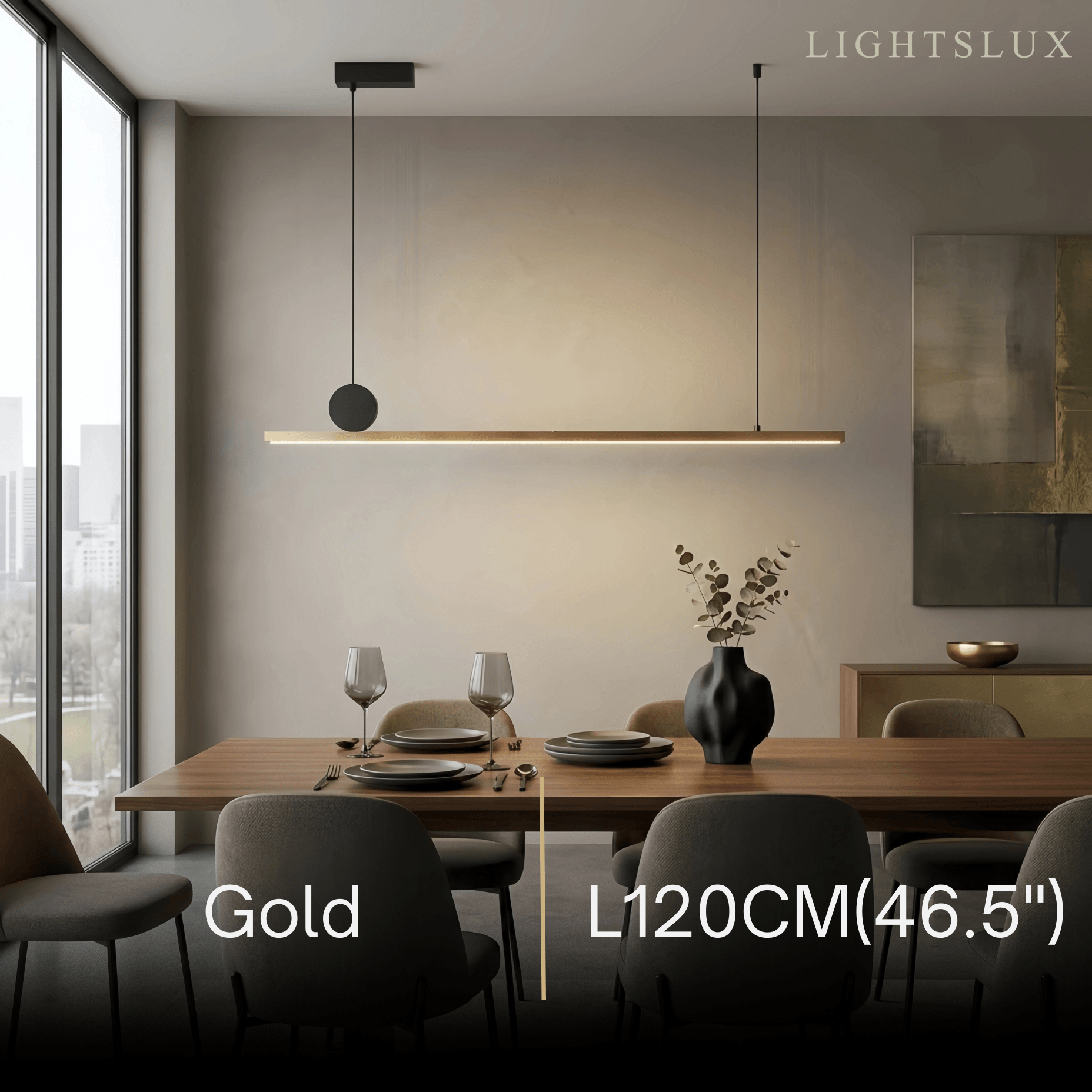 Modern Dimmable Pendant Light - Metal Linear for Living Room - Flindria