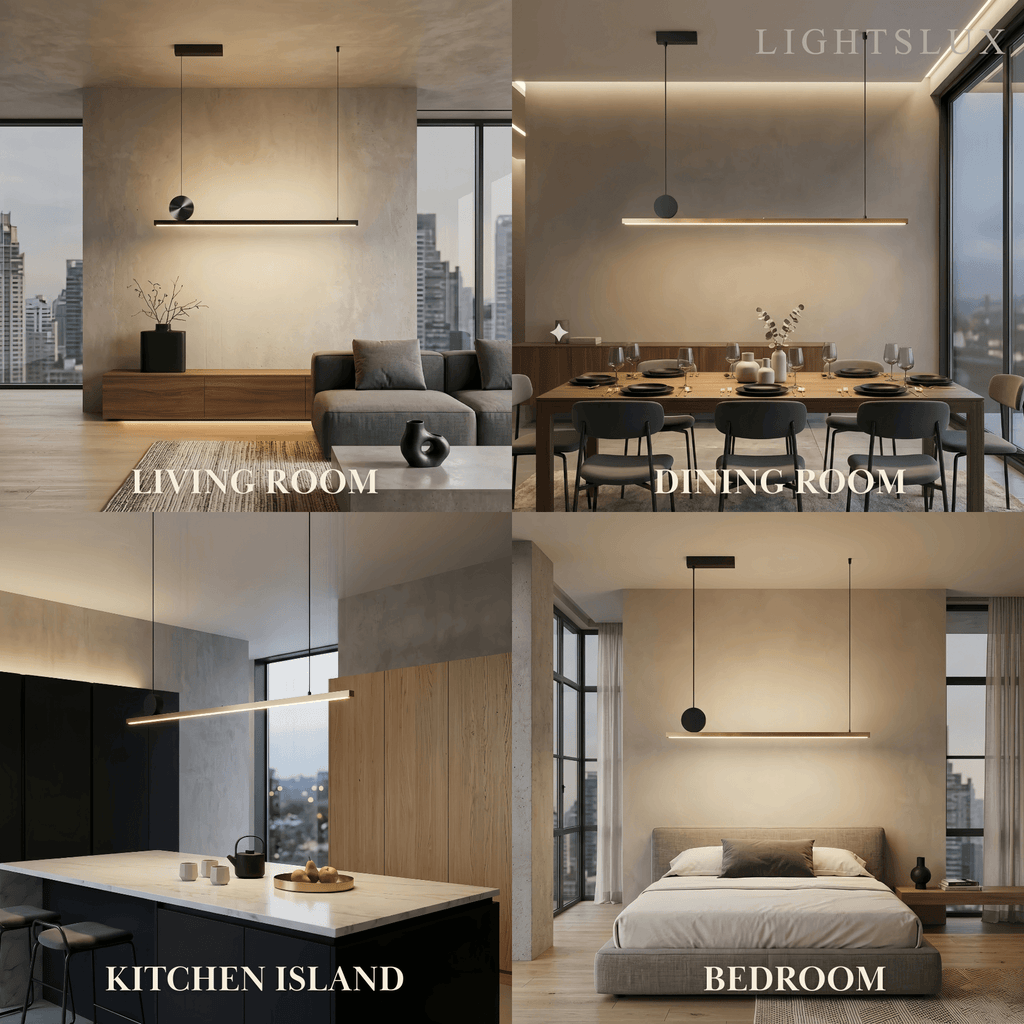 Modern Dimmable Pendant Light - Metal Linear for Living Room - Flindria