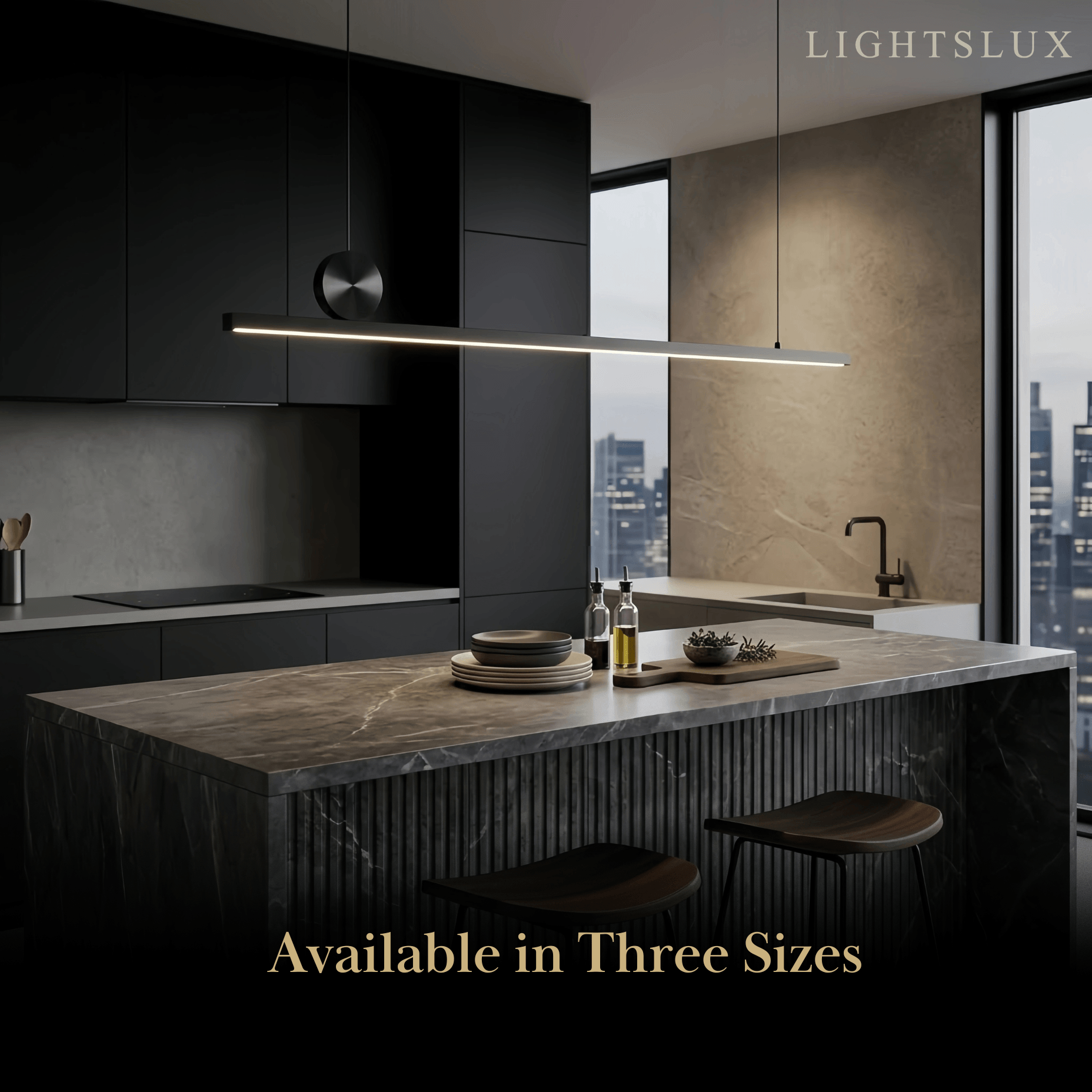 Modern Dimmable Pendant Light - Metal Linear for Living Room - Flindria