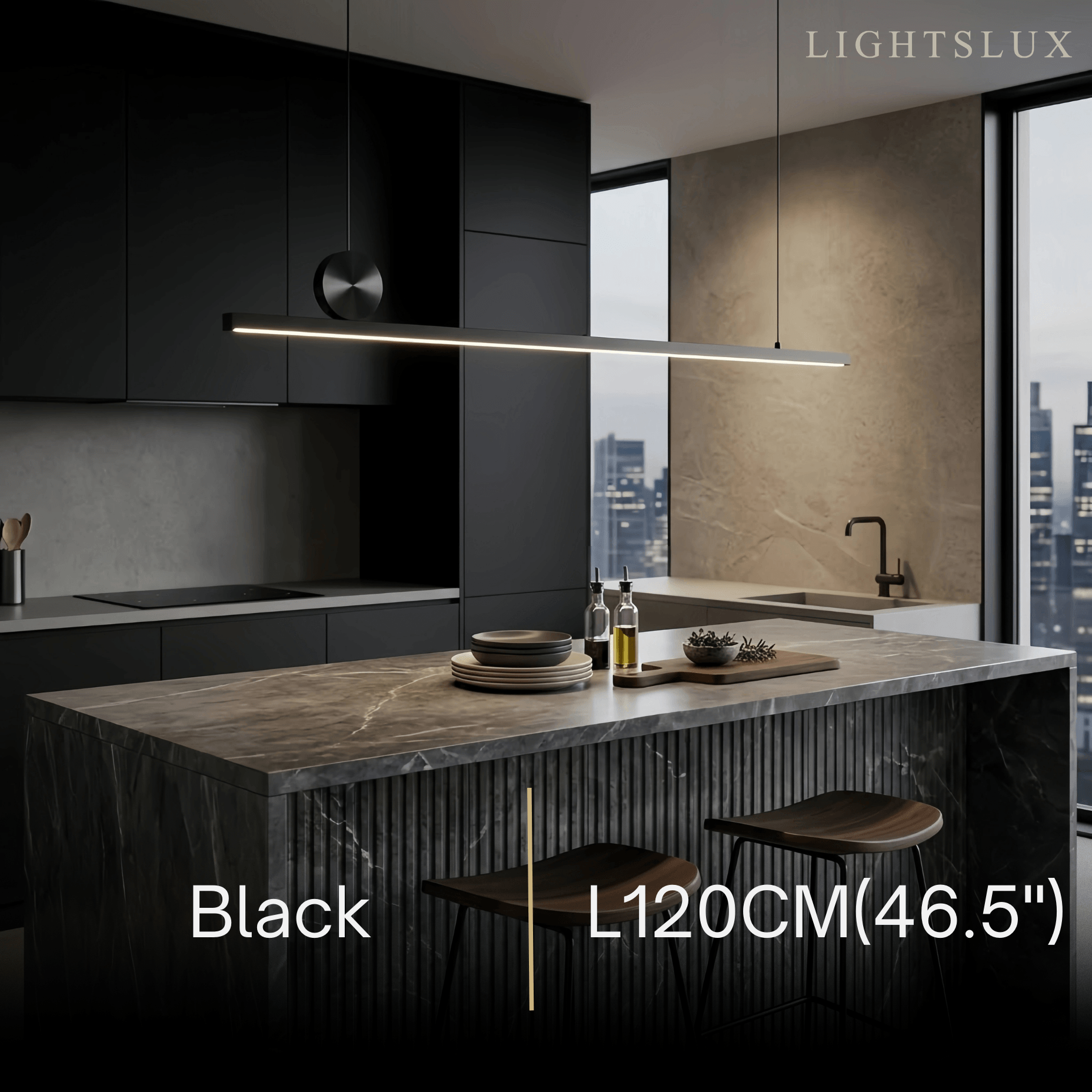 Modern Dimmable Pendant Light - Metal Linear for Living Room - Flindria