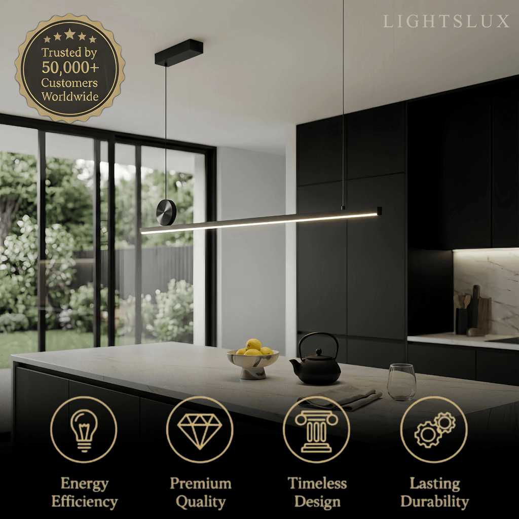 Modern Dimmable Pendant Light - Metal Linear for Living Room - Flindria