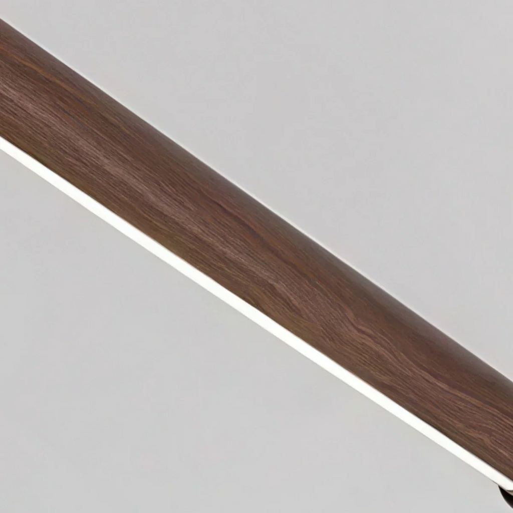 Modern Walnut Linear Pendant Light – Metal & Wood Fixture for Living Room - Flindria