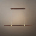 Modern Walnut Linear Pendant Light – Metal & Wood Fixture for Living Room - Flindria