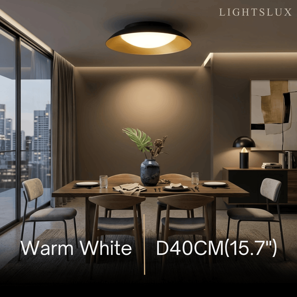 Nordic Dimmable Flush Mount Ceiling Light – Round Metal & Brass for Bedroom - Flindria