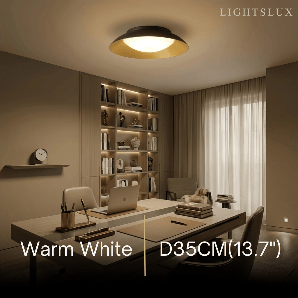 Nordic Dimmable Flush Mount Ceiling Light – Round Metal & Brass for Bedroom - Flindria