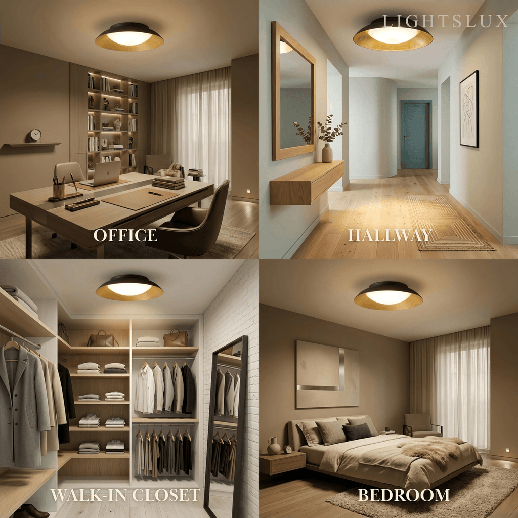Nordic Dimmable Flush Mount Ceiling Light – Round Metal & Brass for Bedroom - Flindria