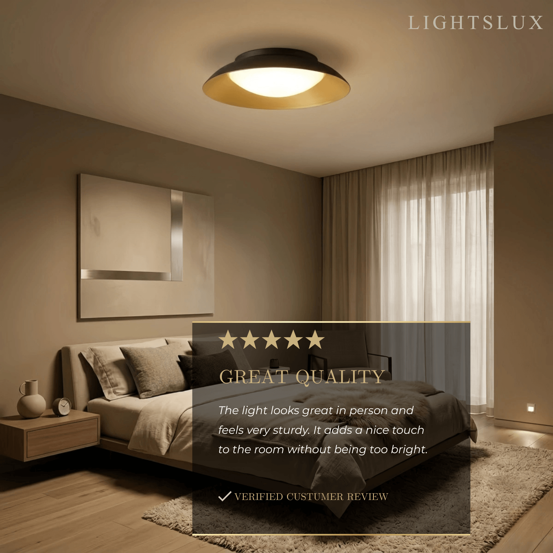 Nordic Dimmable Flush Mount Ceiling Light – Round Metal & Brass for Bedroom - Flindria