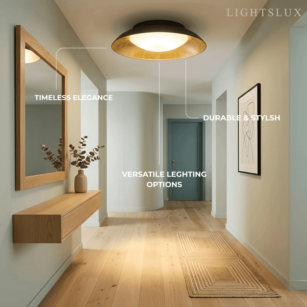 Nordic Dimmable Flush Mount Ceiling Light – Round Metal & Brass for Bedroom - Flindria