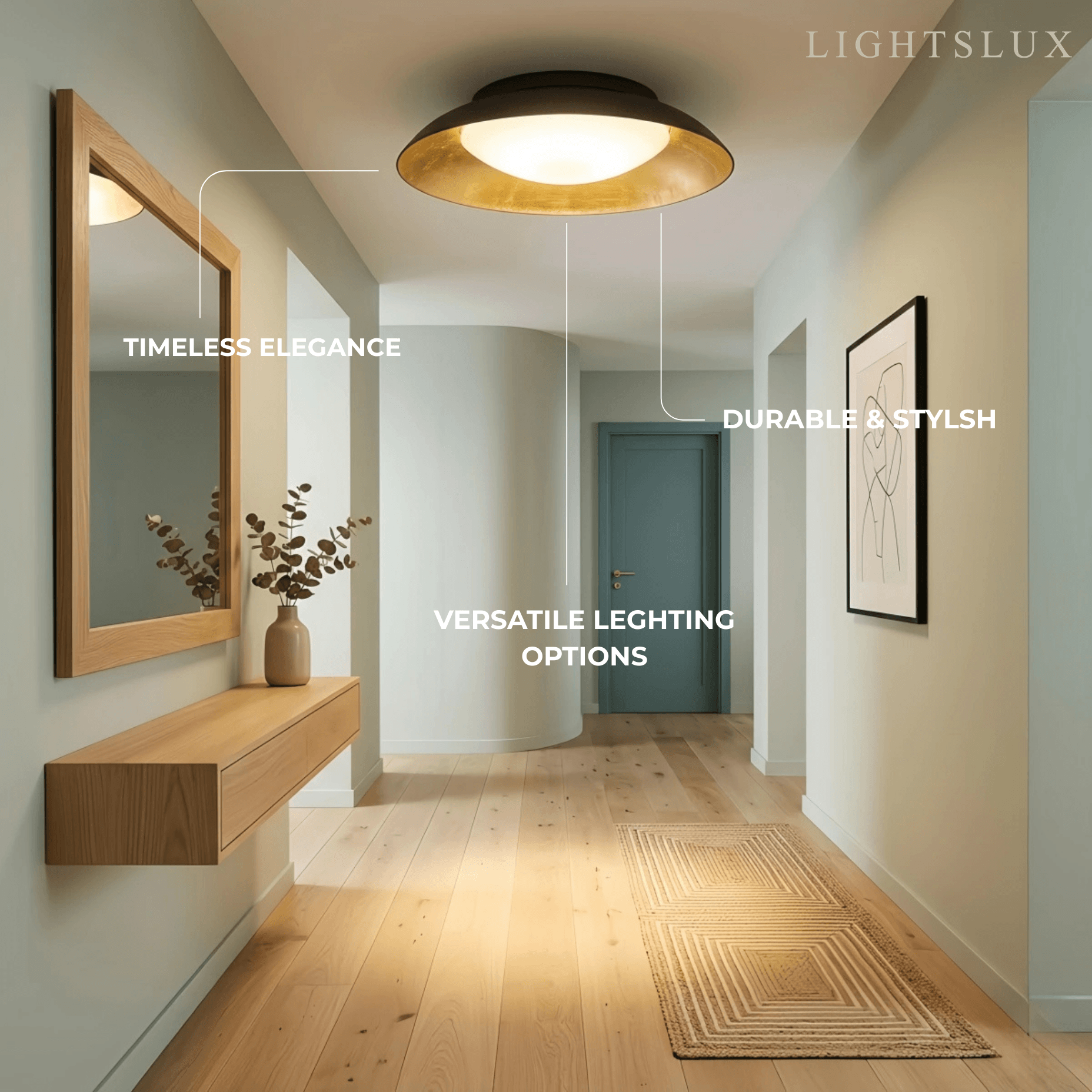 Nordic Dimmable Flush Mount Ceiling Light – Round Metal & Brass for Bedroom - Flindria