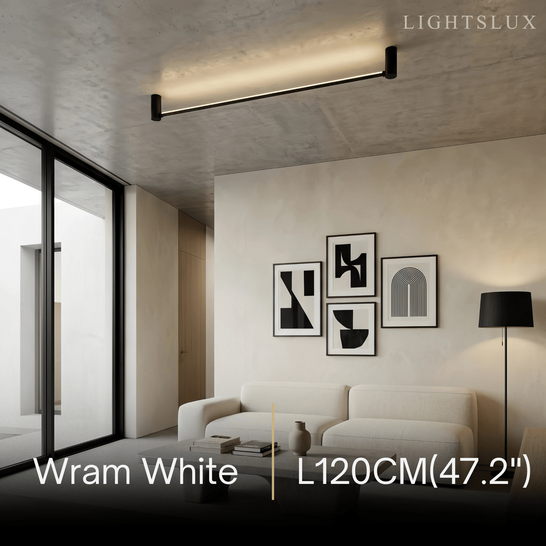 Modern Linear Ceiling Light - Black Metal / Acrylic for Living Room - Flindria