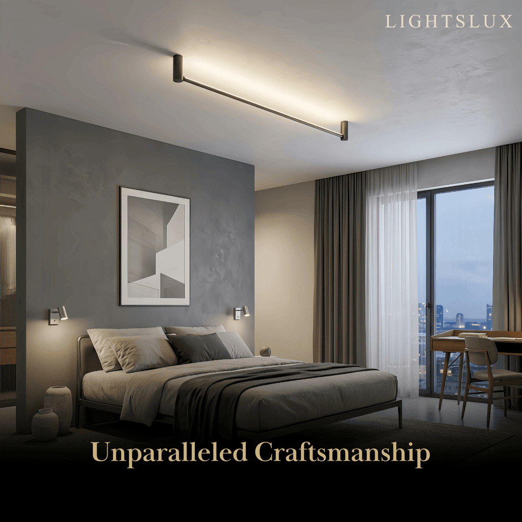 Modern Linear Ceiling Light - Black Metal / Acrylic for Living Room - Flindria