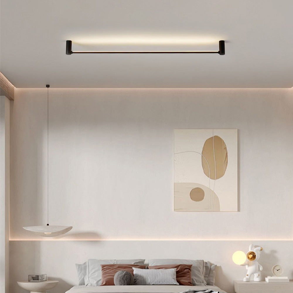 Modern Linear Ceiling Light - Black Metal / Acrylic for Living Room - Flindria