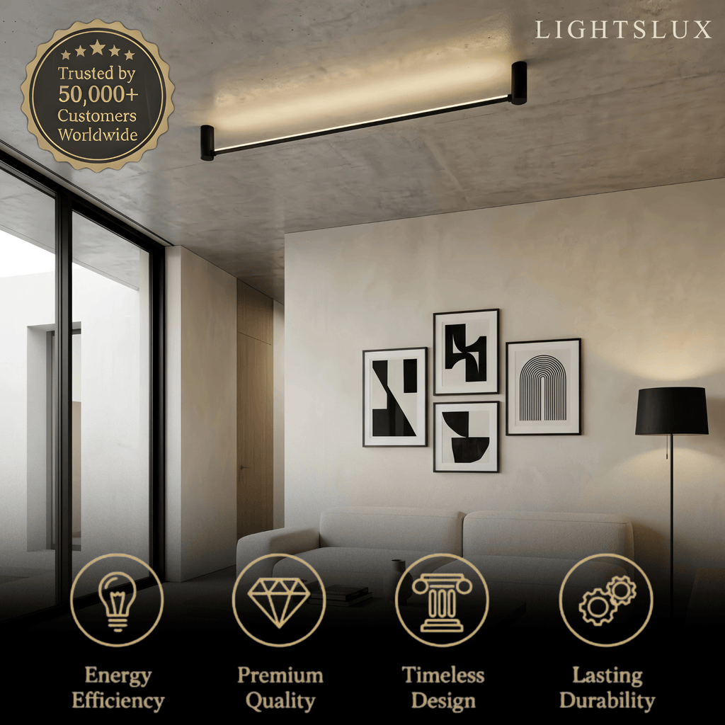 Modern Linear Ceiling Light - Black Metal / Acrylic for Living Room - Flindria