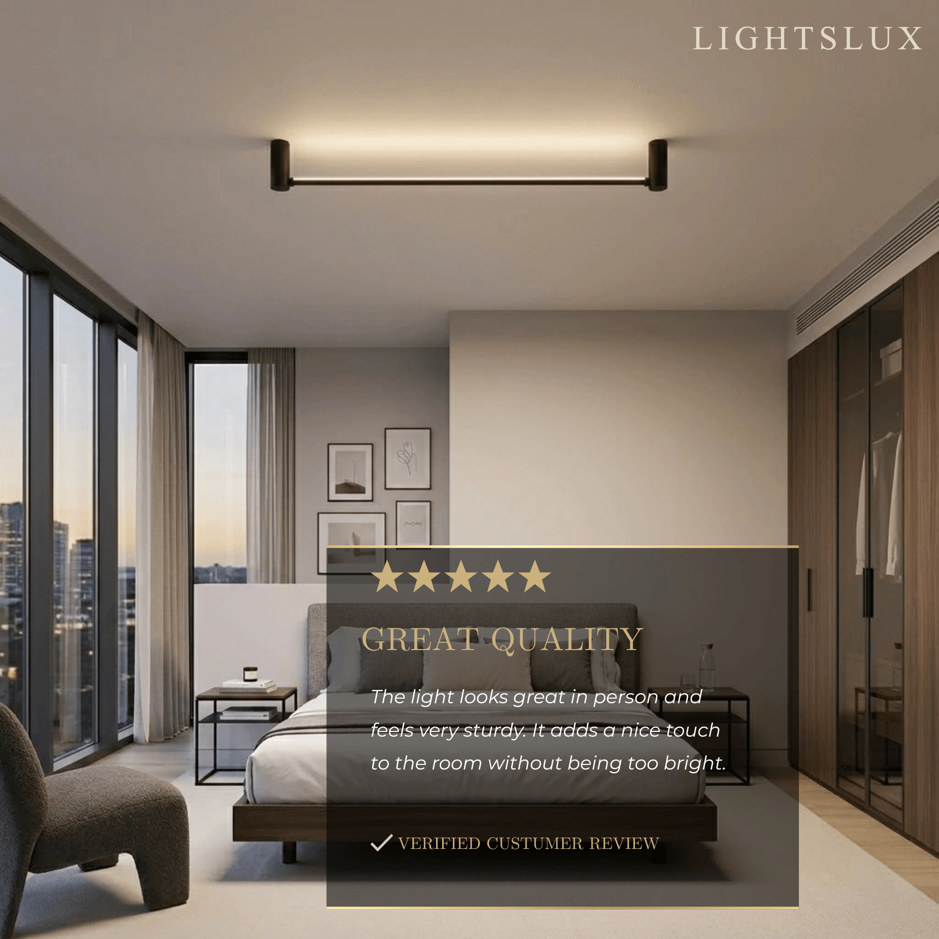 Modern Linear Ceiling Light - Black Metal / Acrylic for Living Room - Flindria