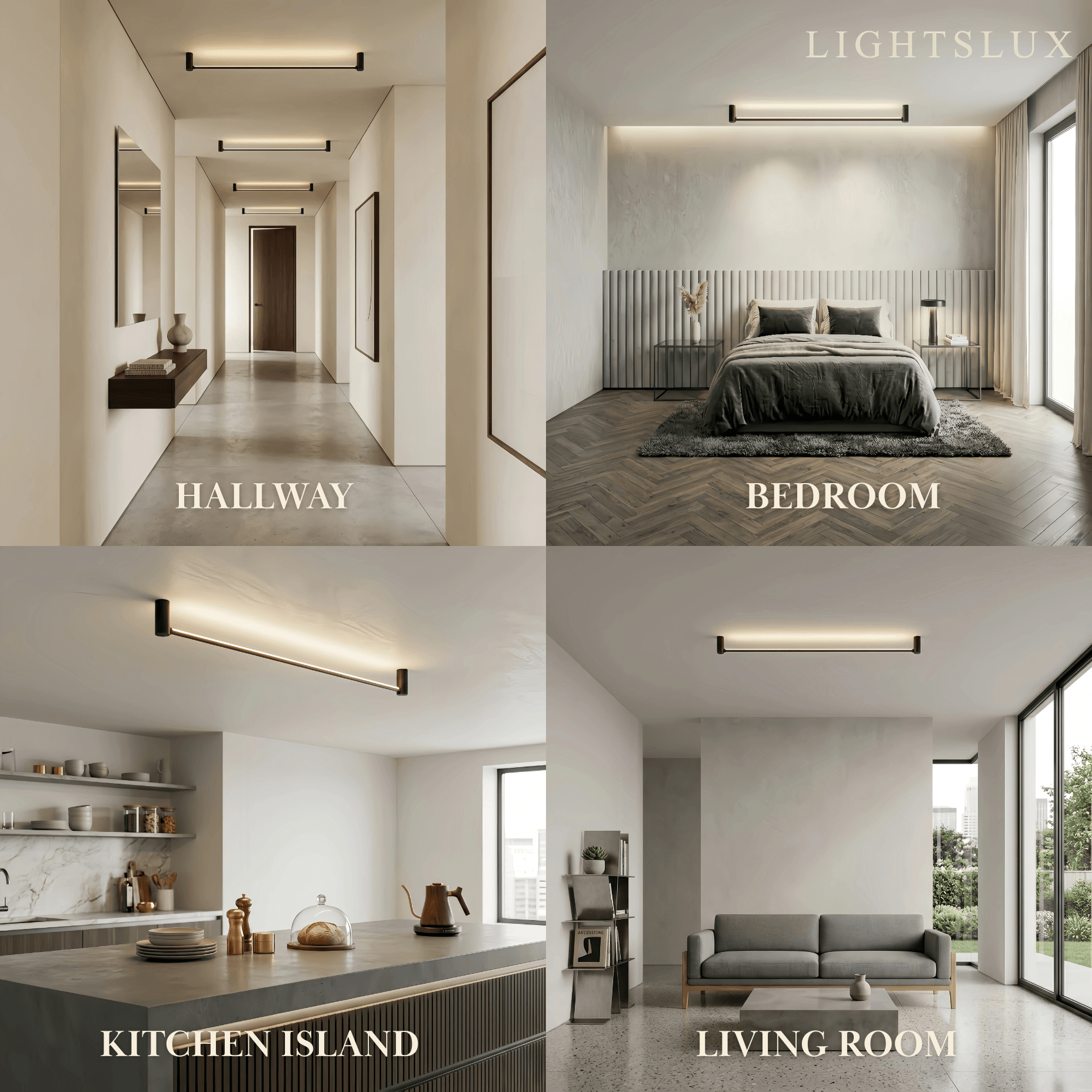 Modern Linear Ceiling Light - Black Metal / Acrylic for Living Room - Flindria