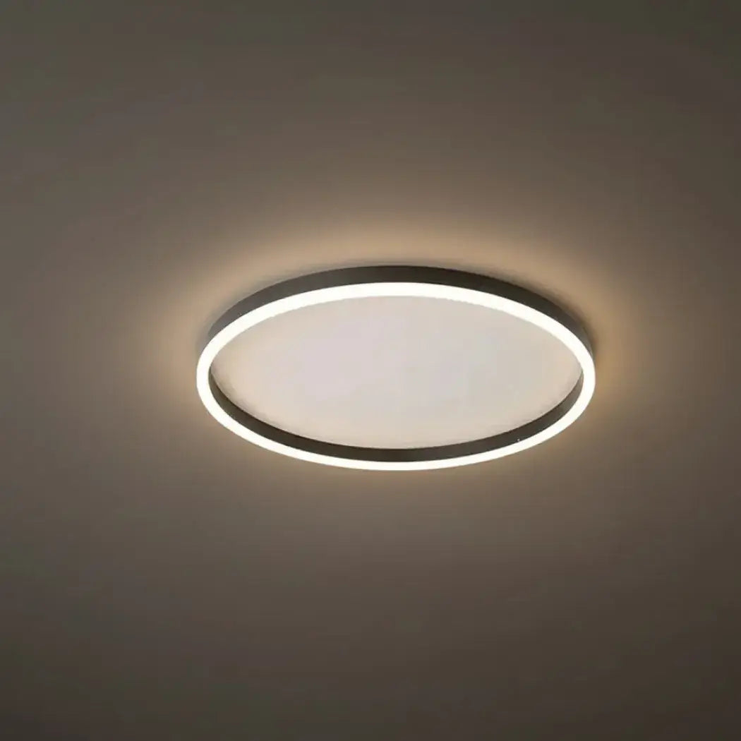 Modern Ring Flush Mount Ceiling Light – Black Metal Lamp Bedroom - Flindria