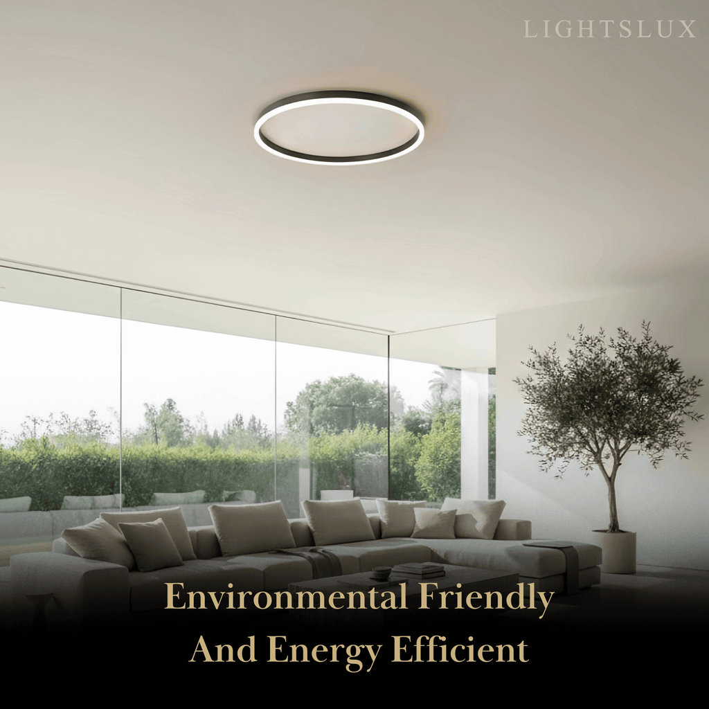 Modern Ring Flush Mount Ceiling Light – Black Metal Lamp Bedroom - Flindria