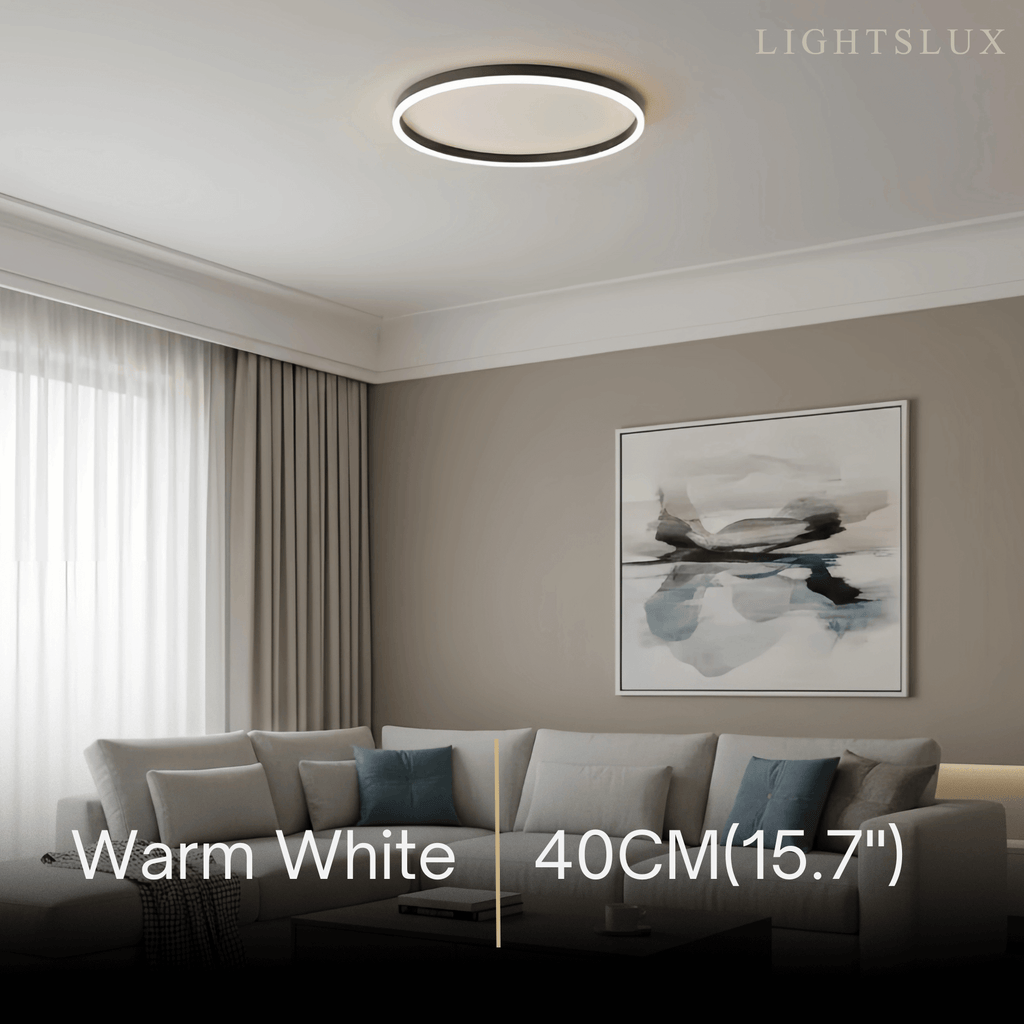 Modern Ring Flush Mount Ceiling Light – Black Metal Lamp Bedroom - Flindria