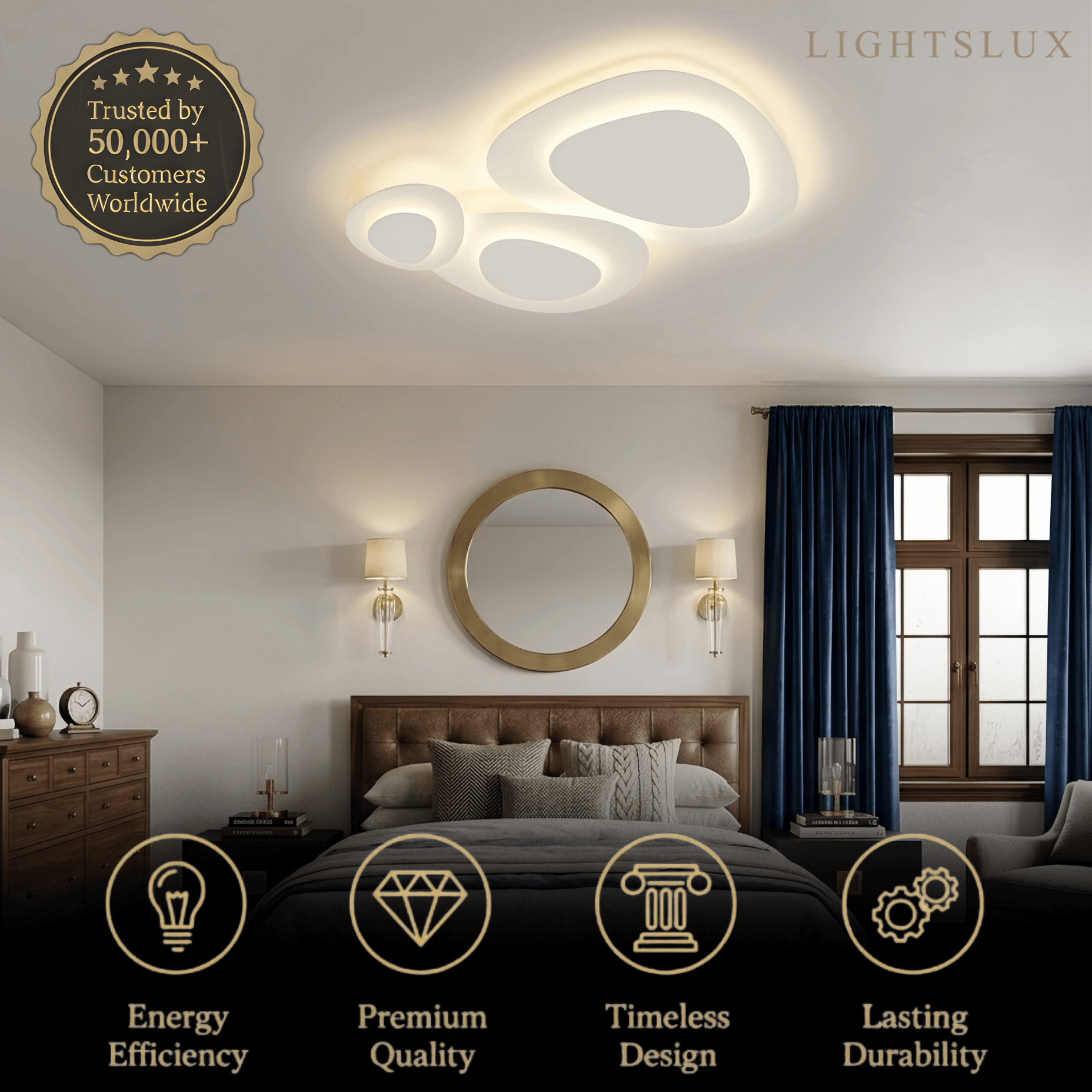 Modern LED Flush Mount Ceiling Light – Nordic Metal Bedroom Fixture - Flindria
