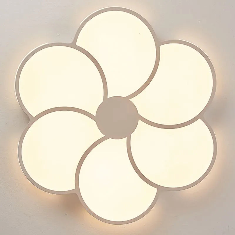 Modern Flower Dimmable Ceiling Light — White Metal & Acrylic Floral Design for Bedroom - Flindria