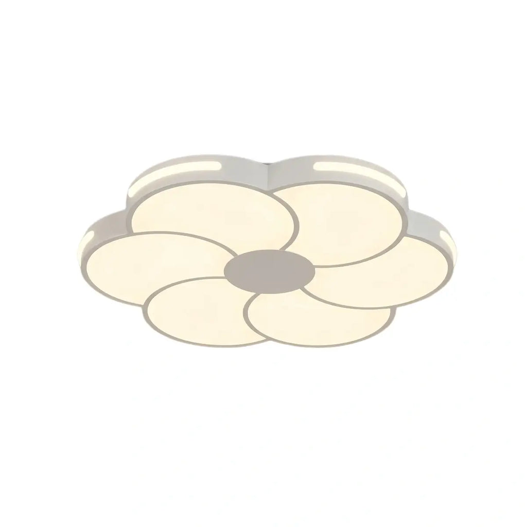 Modern Flower Dimmable Ceiling Light — White Metal & Acrylic Floral Design for Bedroom - Flindria