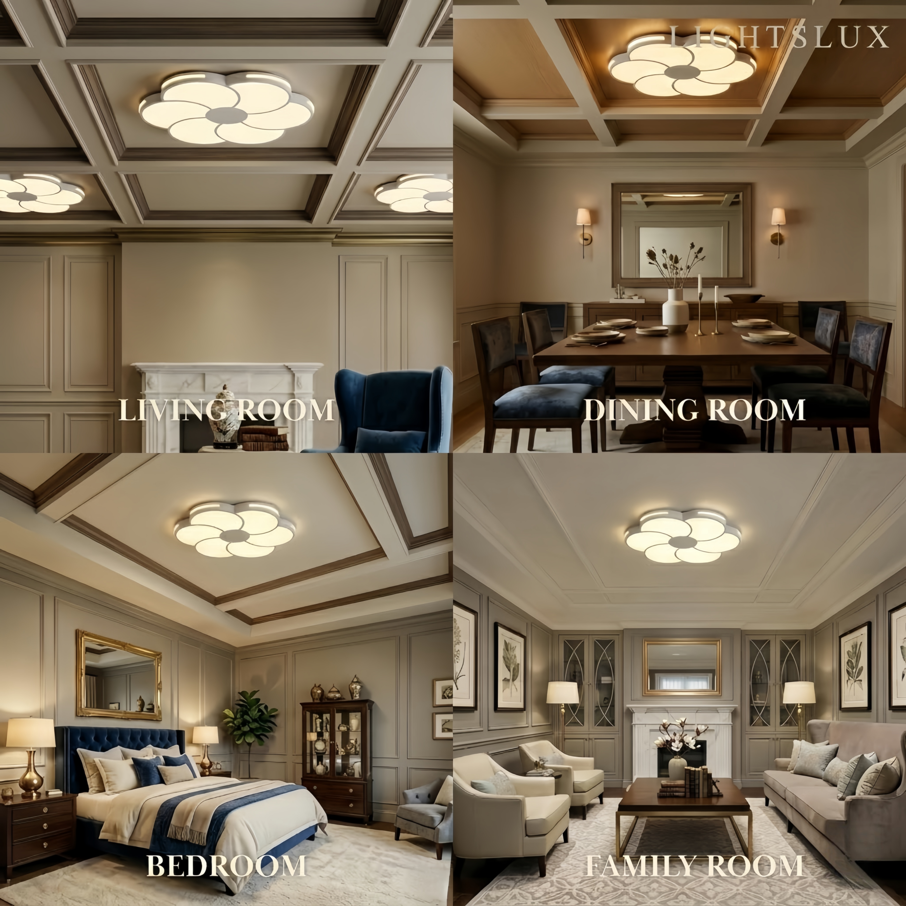 Modern Flower Dimmable Ceiling Light — White Metal & Acrylic Floral Design for Bedroom - Flindria