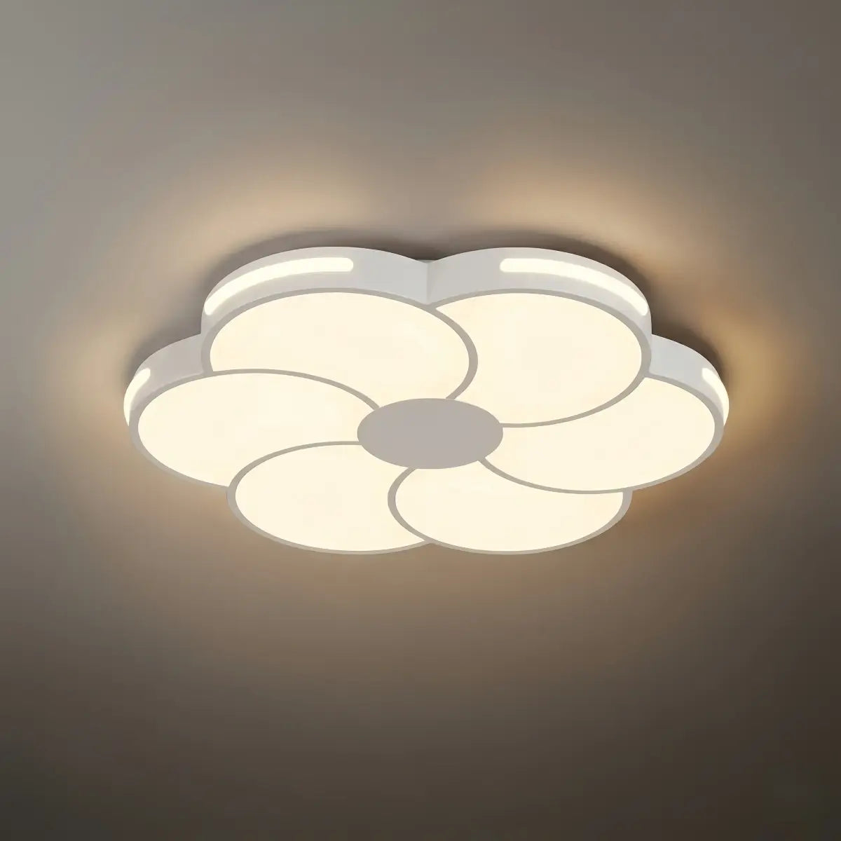 Modern Flower Dimmable Ceiling Light — White Metal & Acrylic Floral Design for Bedroom - Flindria