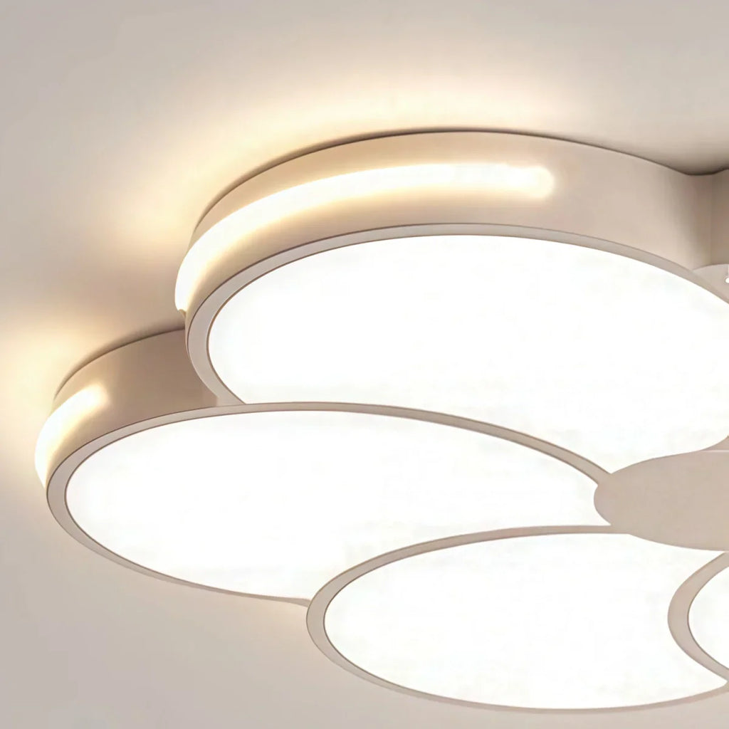 Modern Flower Dimmable Ceiling Light — White Metal & Acrylic Floral Design for Bedroom - Flindria