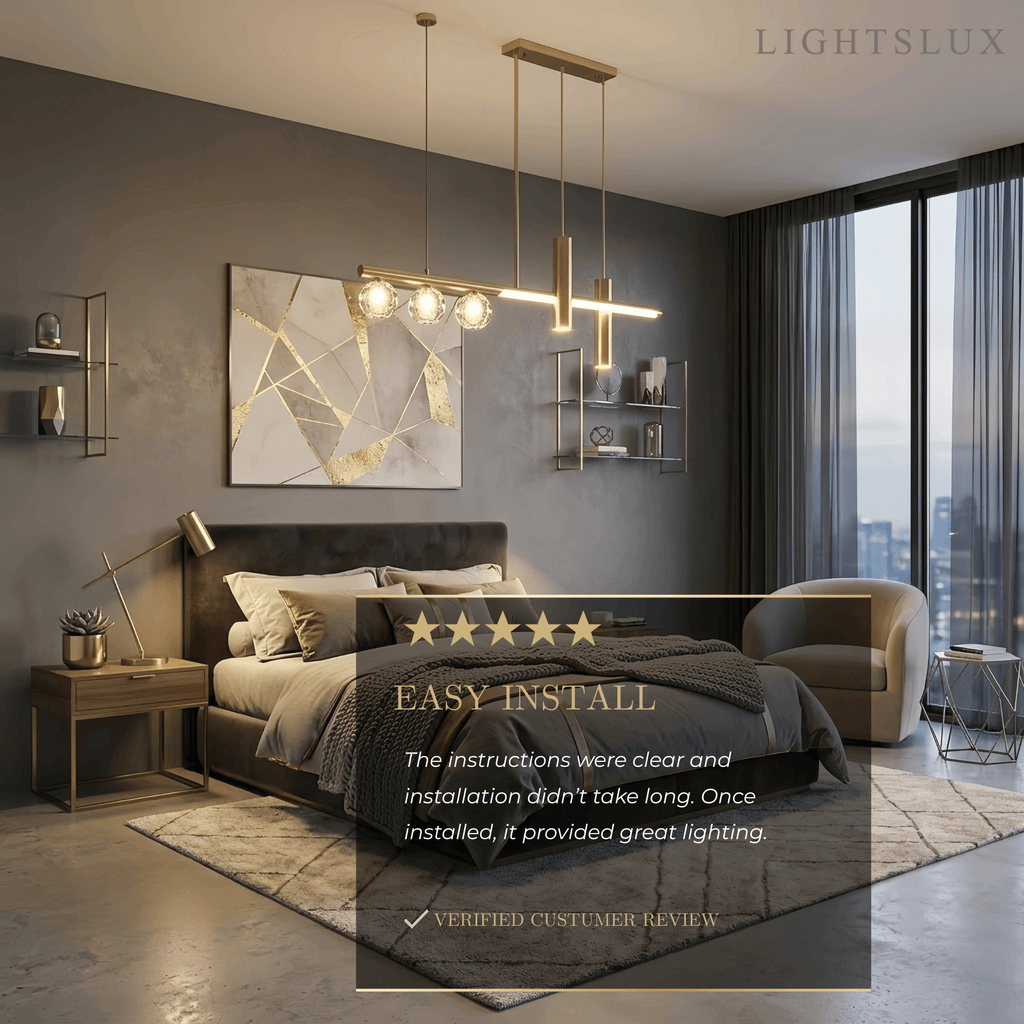 Lámpara colgante moderna de cristal – Lujo en metal dorado y cristal LED para comedor - Flindria