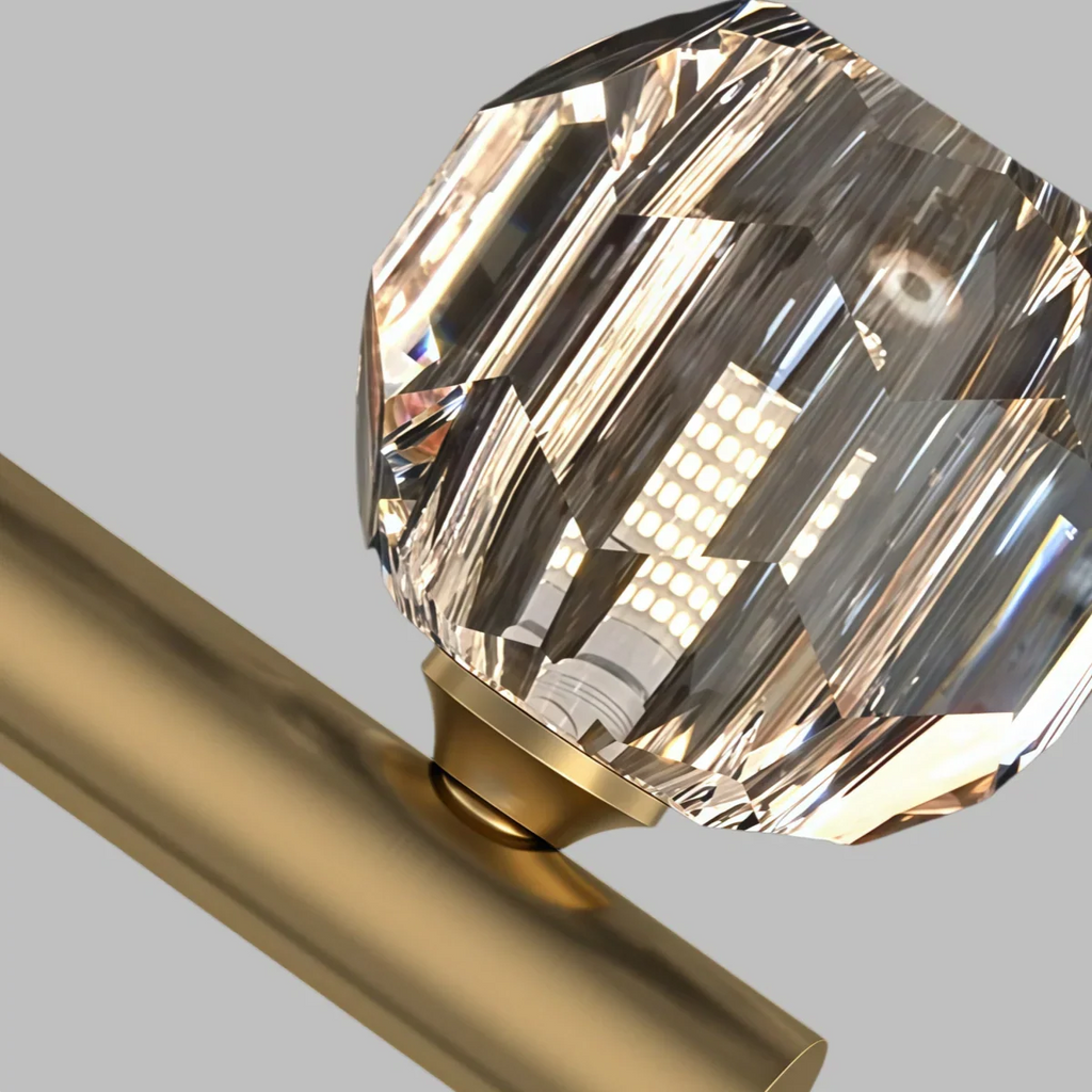 Lámpara colgante moderna de cristal – Lujo en metal dorado y cristal LED para comedor - Flindria