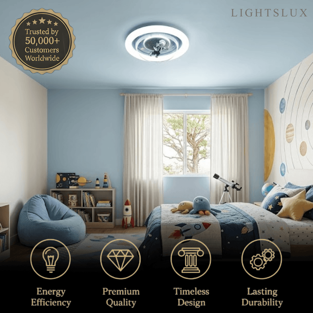 Modern Metal/Acrylic Ceiling Light - Blue/Pink Astronaut Design for Bedroom - Flindria