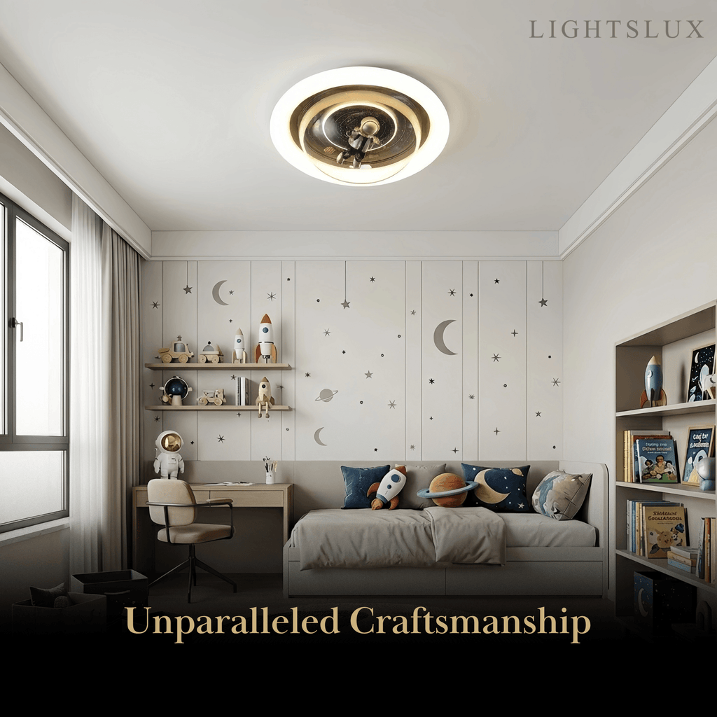 Modern Metal/Acrylic Ceiling Light - Blue/Pink Astronaut Design for Bedroom - Flindria
