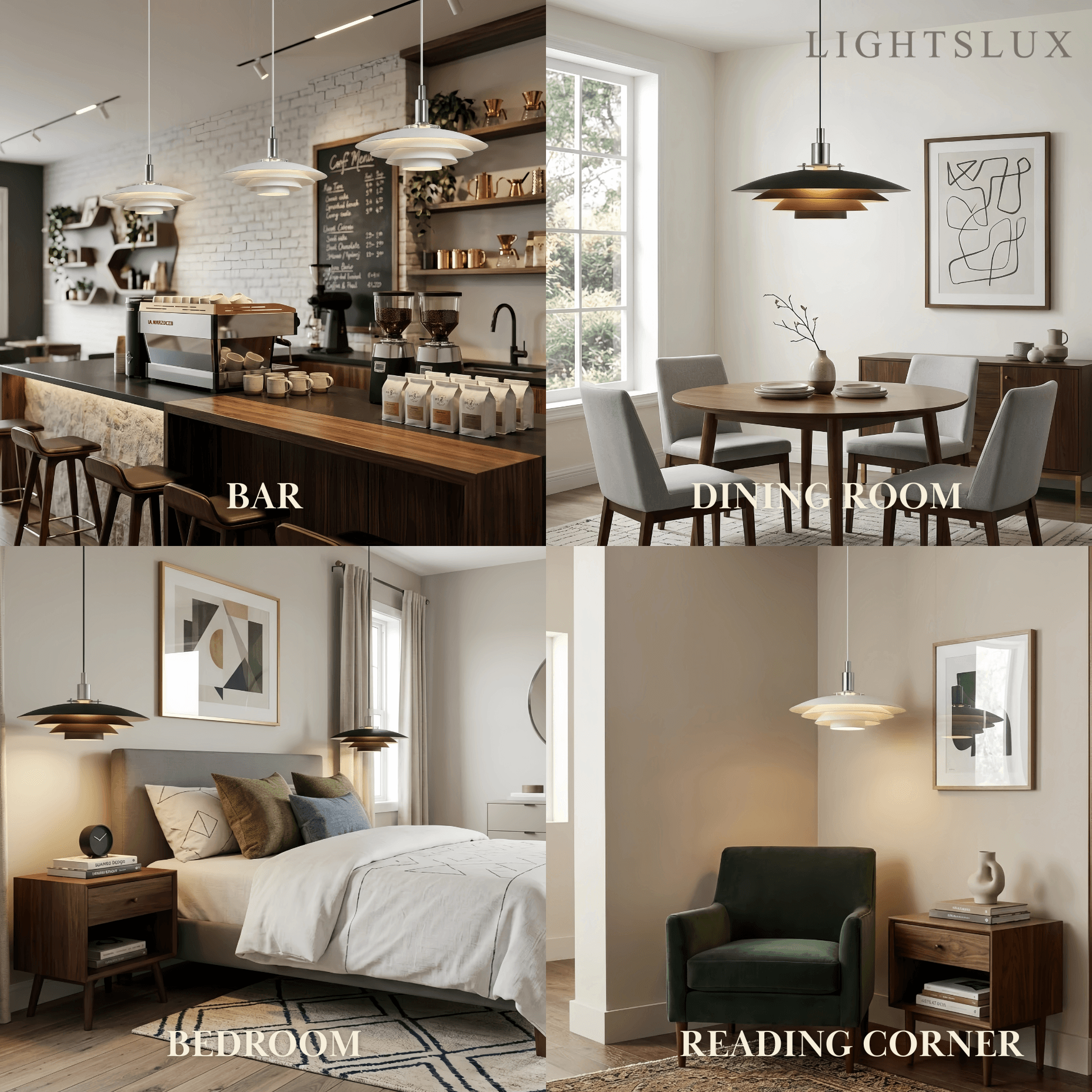 Modern Metal Pendant Light — Black/White for Dining Room - Flindria
