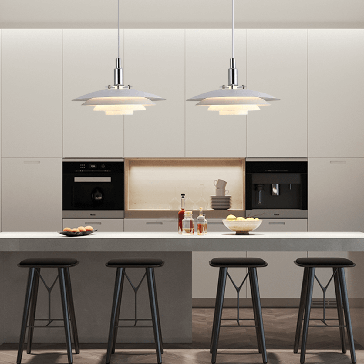 Modern Metal Pendant Light — Black/White for Dining Room - Flindria