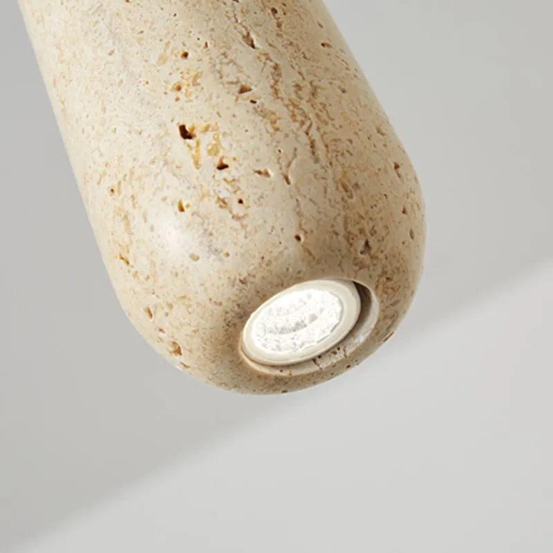 Modern Pendant Light — Natural Wood & Stone Cylinder for Dining Room - Flindria