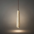 Modern Pendant Light — Natural Wood & Stone Cylinder for Dining Room - Flindria