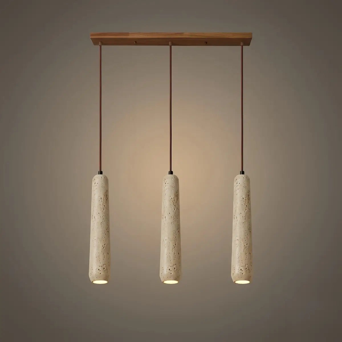 Modern Pendant Light — Natural Wood & Stone Cylinder for Dining Room - Flindria