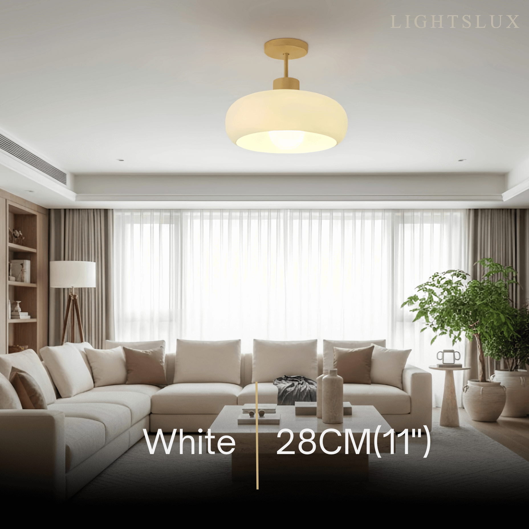 Modern Glass LED Ceiling Light – Orange/White Wood Bedroom/Hallway - Flindria
