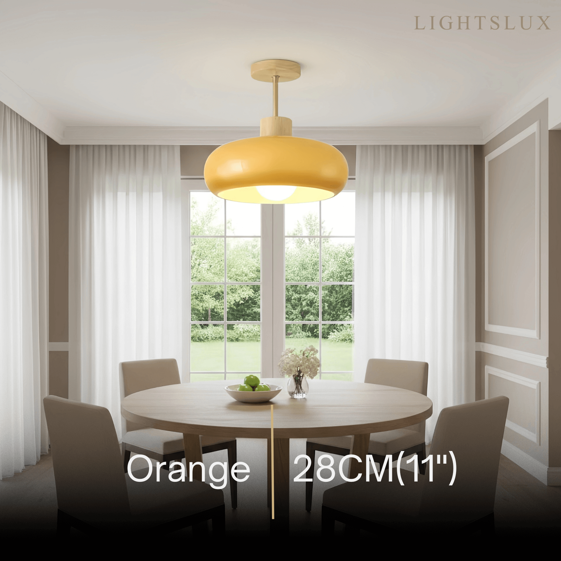 Modern Glass LED Ceiling Light – Orange/White Wood Bedroom/Hallway - Flindria