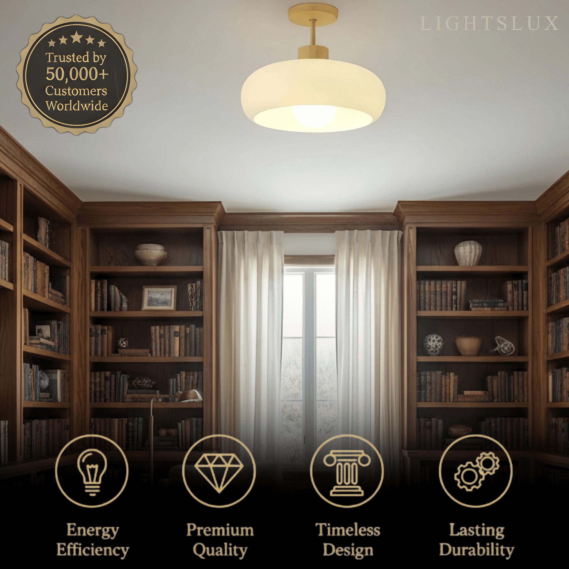 Modern Glass LED Ceiling Light – Orange/White Wood Bedroom/Hallway - Flindria