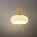 Modern Glass LED Ceiling Light – Orange/White Wood Bedroom/Hallway - Flindria