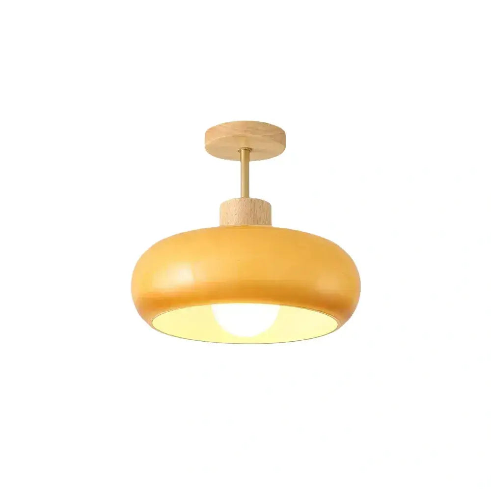 Modern Glass LED Ceiling Light – Orange/White Wood Bedroom/Hallway - Flindria