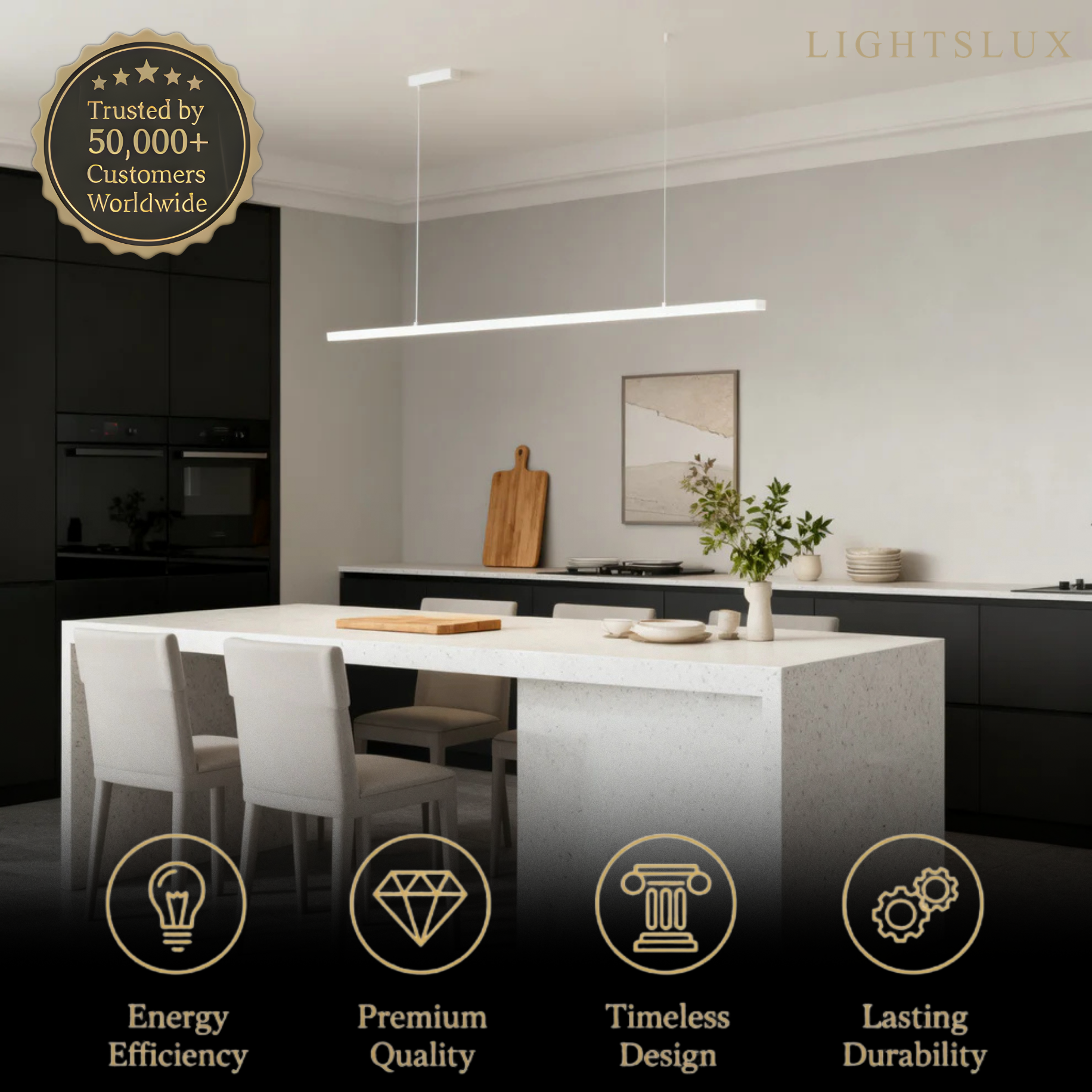 Modern LED Pendant Light – White/Black Metal/Glass for Dining Room - Flindria