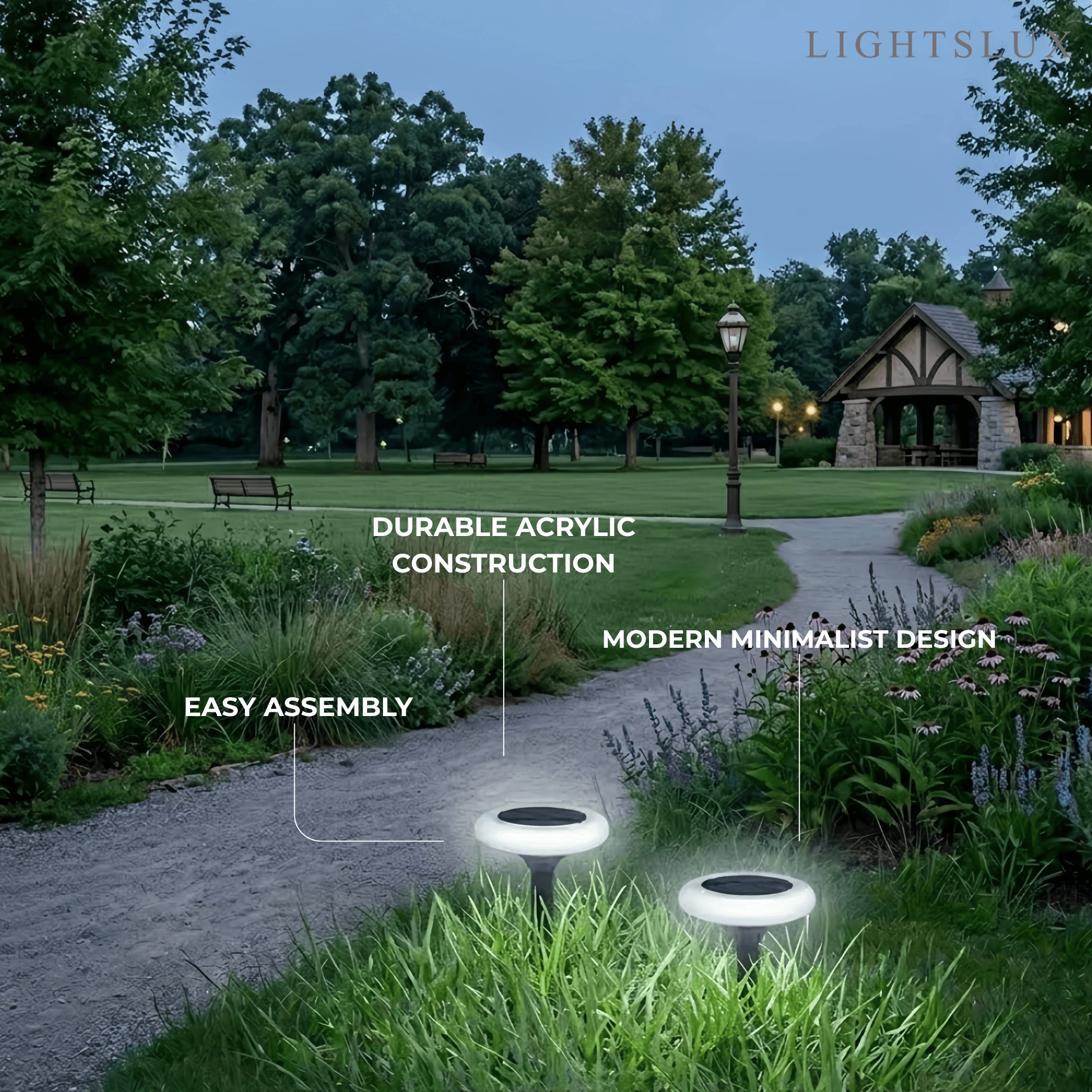 Modern Rock-Shaped Solar Pathway Light – White Rechargeable Outdoor Lamp - Flindria