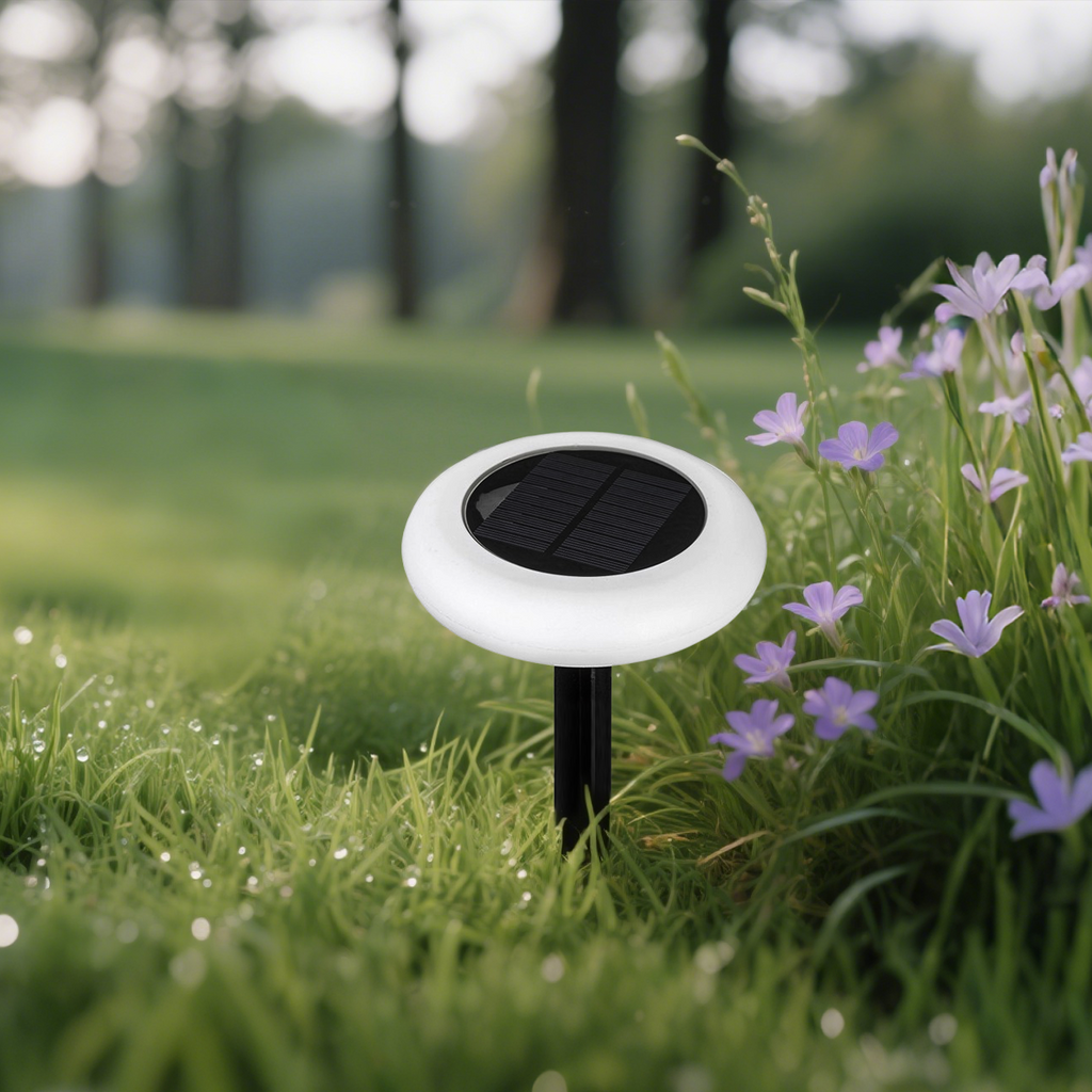 Modern Rock-Shaped Solar Pathway Light – White Rechargeable Outdoor Lamp - Flindria